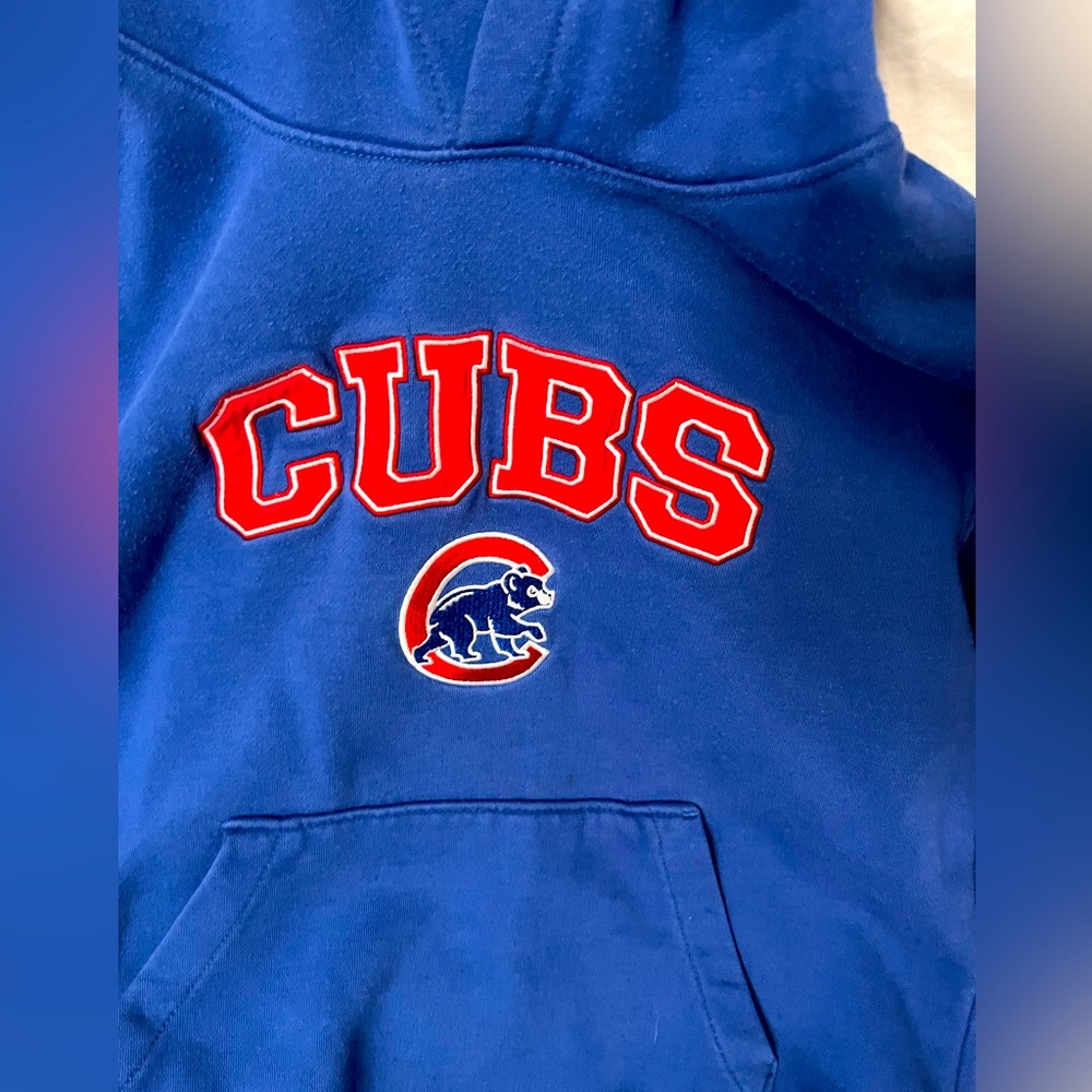 Boys Chicago Cubs Baseball size 10/12 Blue Hoodie w/front pocket good used cond
